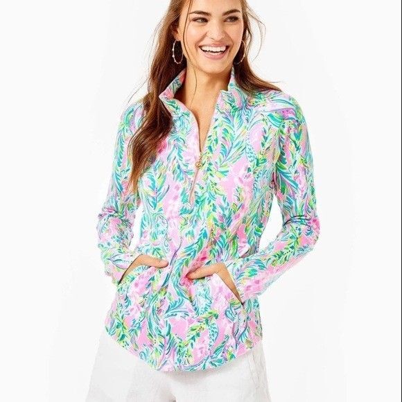 Lilly Pulitzer Unicorn Of The Sea UPF 50+ Skipper Popover Jacket SMALL Mermaid - Picture 1 of 8